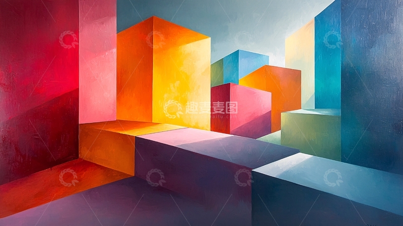 高清大图下载【趣麦麦图】色彩几何抽象空间