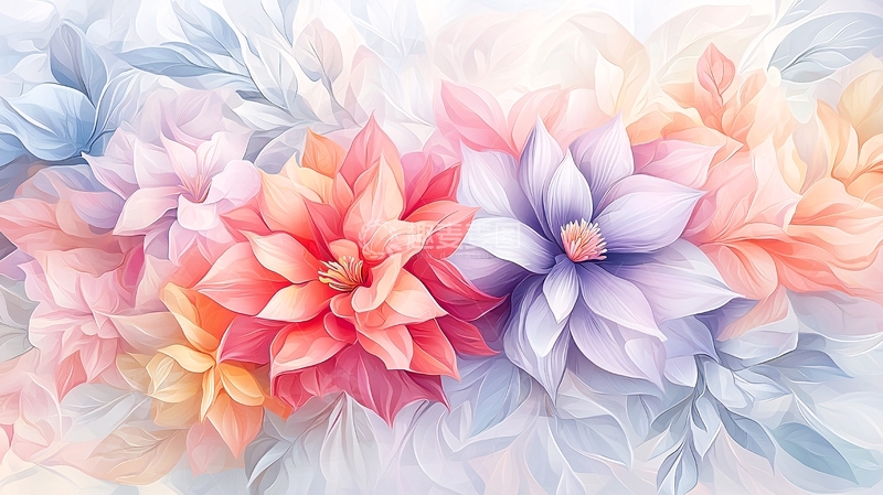 高清大图下载【趣麦麦图】梦幻色彩花卉背景图