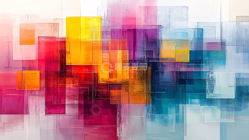 高清大图下载【趣麦麦图】抽象色彩方块艺术背景
