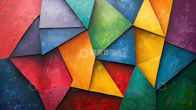 高清大图下载【趣麦麦图】彩色几何拼接抽象艺术背景