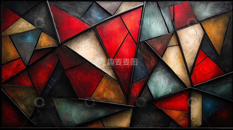 高清大图下载【趣麦麦图】抽象几何拼接艺术画