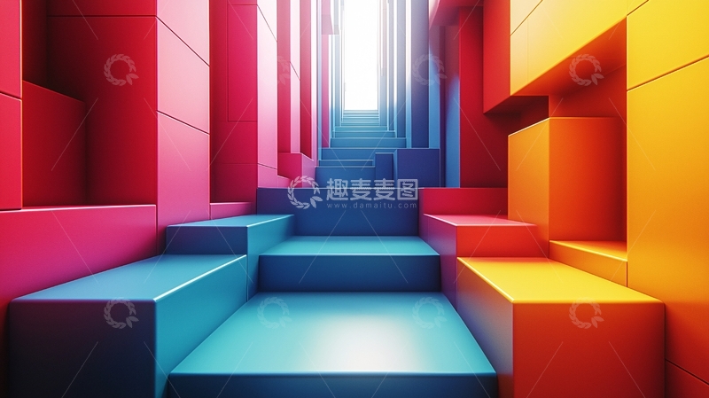 高清大图下载【趣麦麦图】色彩渐变楼梯空间设计