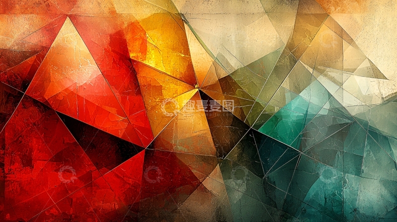 高清大图下载【趣麦麦图】抽象几何色彩拼接背景图