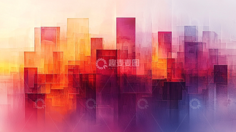 高清大图下载【趣麦麦图】抽象城市天际线背景