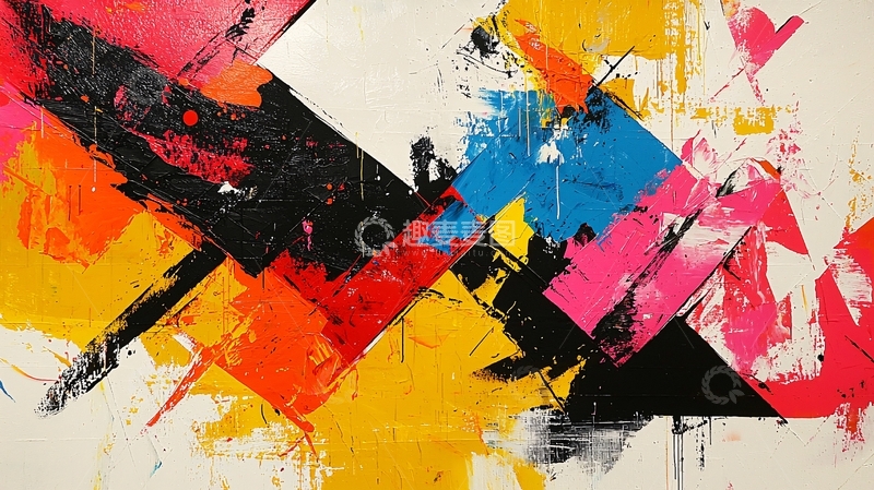 高清大图下载【趣麦麦图】抽象几何色彩艺术画