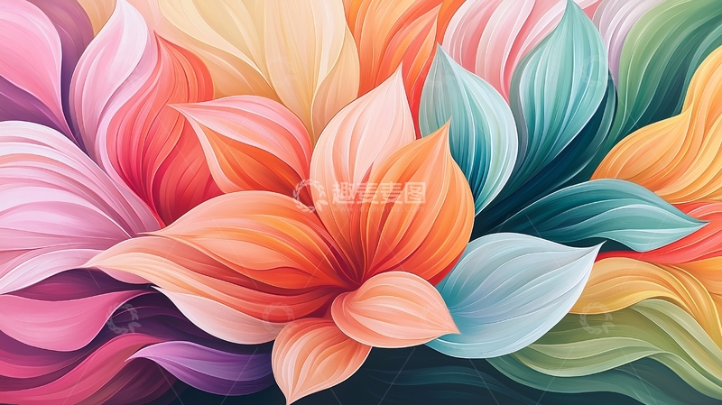 高清大图下载【趣麦麦图】色彩斑斓的抽象花卉图案