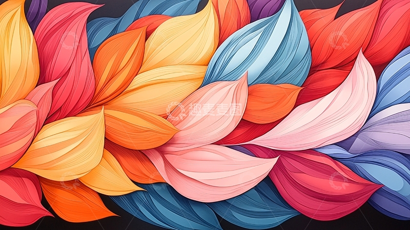 高清大图下载【趣麦麦图】色彩斑斓的抽象花瓣图案