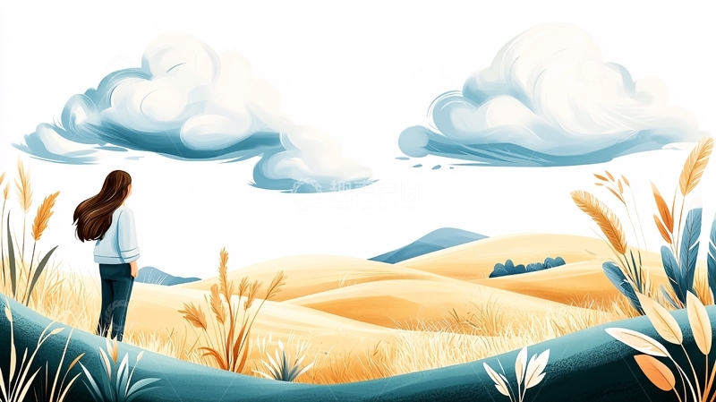 高清大图下载【趣麦麦图】女性在开阔的景观中