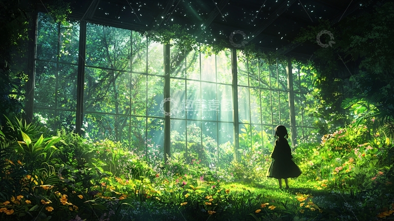 高清大图下载【趣麦麦图】绿意盎然的玻璃房