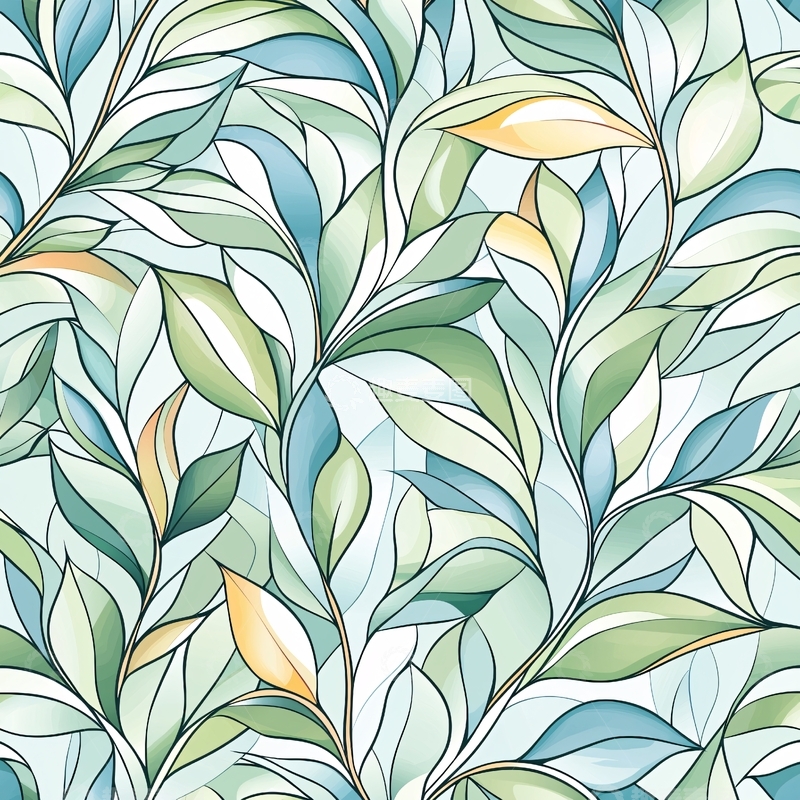 高清大图下载【趣麦麦图】清新自然植物叶子背景图案