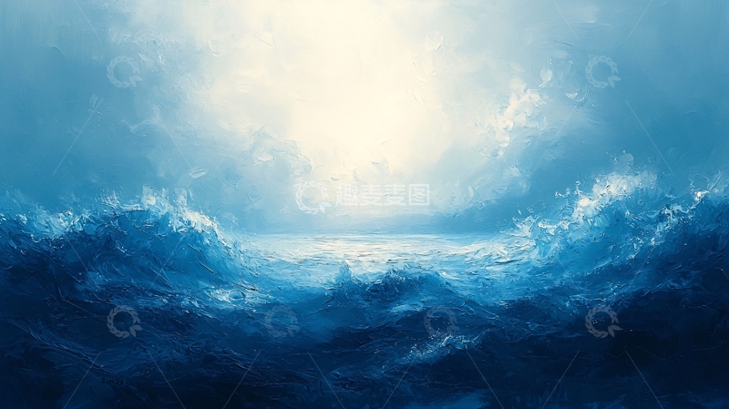 高清大图下载【趣麦麦图】海浪与光晕的艺术画作