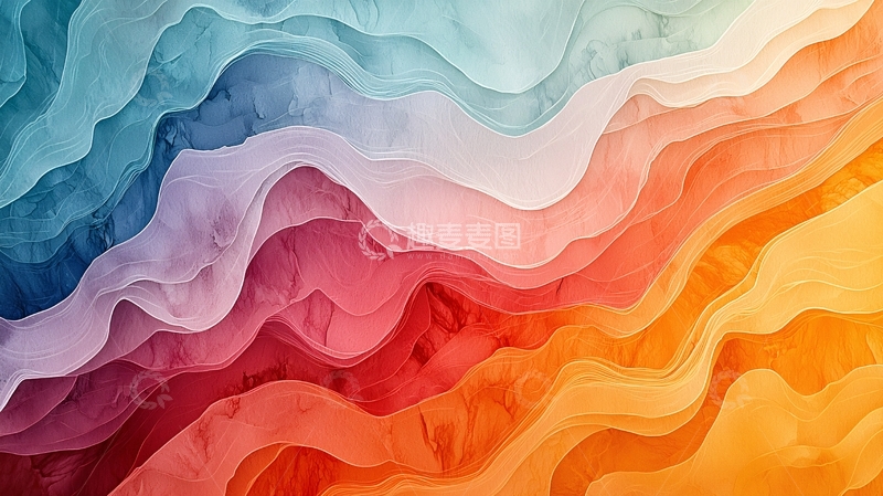 高清大图下载【趣麦麦图】抽象色彩波浪纹理背景