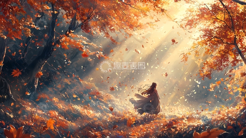 高清大图下载【趣麦麦图】秋日阳光下的孤独身影