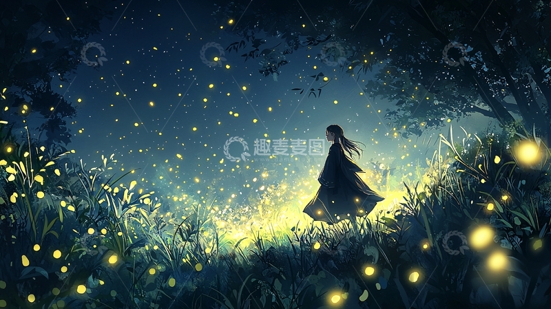 高清大图下载【趣麦麦图】夜幕下的森林精灵