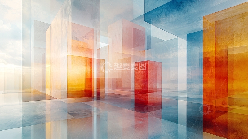 高清大图下载【趣麦麦图】抽象几何光影建筑背景