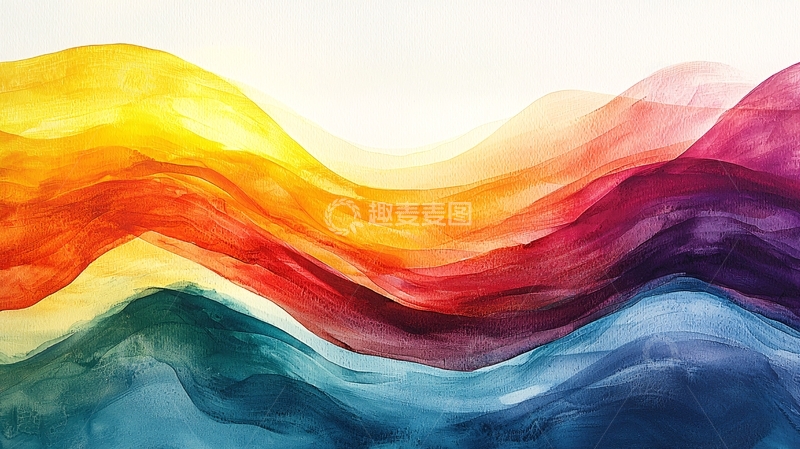 高清大图下载【趣麦麦图】彩虹山峦抽象艺术背景