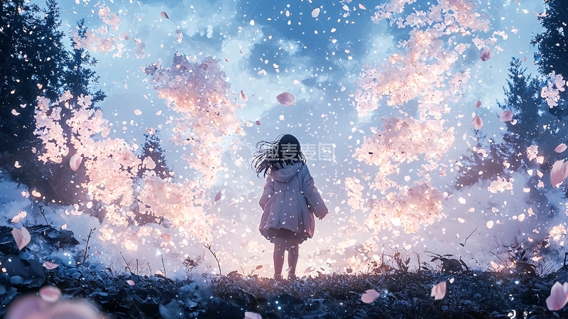 高清大图下载【趣麦麦图】女孩站在花海中