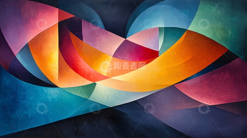 高清大图下载【趣麦麦图】抽象色彩流动曲线艺术画