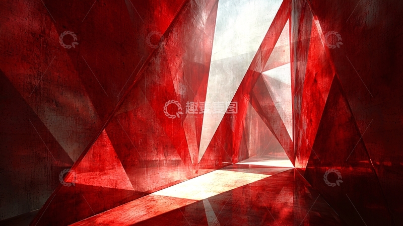 高清大图下载【趣麦麦图】红色几何光影抽象背景
