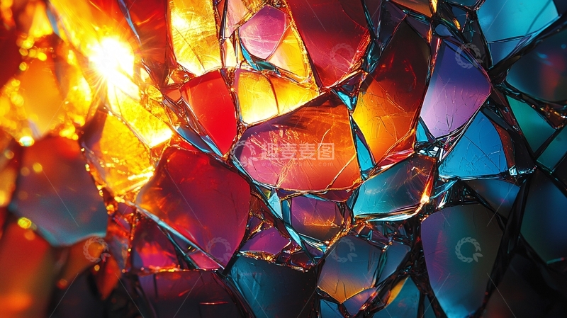 高清大图下载【趣麦麦图】破碎玻璃碎片光影效果