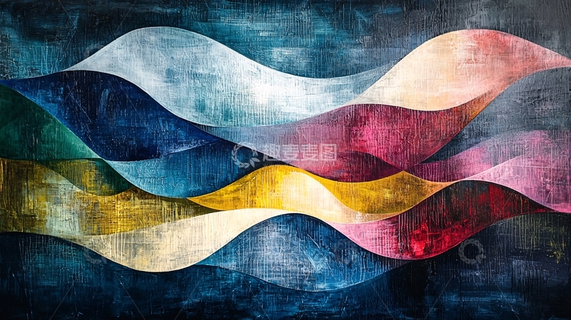 高清大图下载【趣麦麦图】抽象波浪色彩艺术画