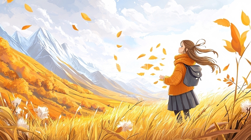 高清大图下载【趣麦麦图】秋日少女的背影