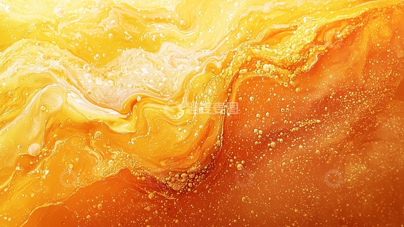 高清大图下载【趣麦麦图】橙色液体流动抽象艺术背景