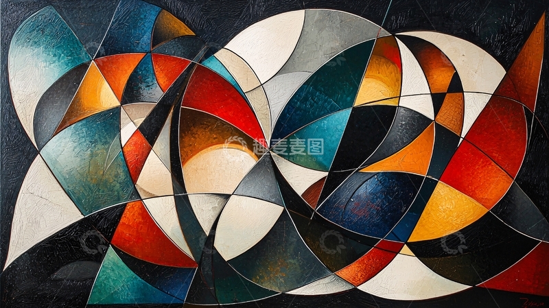 高清大图下载【趣麦麦图】抽象几何色彩拼接艺术画