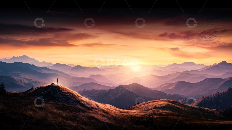 高清大图下载【趣麦麦图】山顶上的孤独身影