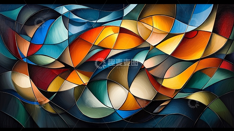 高清大图下载【趣麦麦图】抽象色彩波浪纹背景图