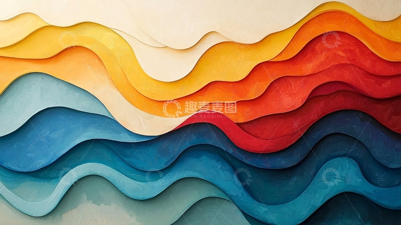 高清大图下载【趣麦麦图】色彩渐变波浪抽象艺术背景