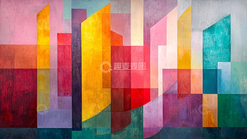 高清大图下载【趣麦麦图】抽象色彩几何拼接艺术画