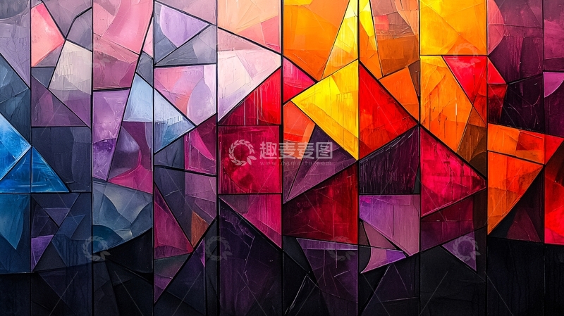 高清大图下载【趣麦麦图】几何抽象色彩拼接背景图