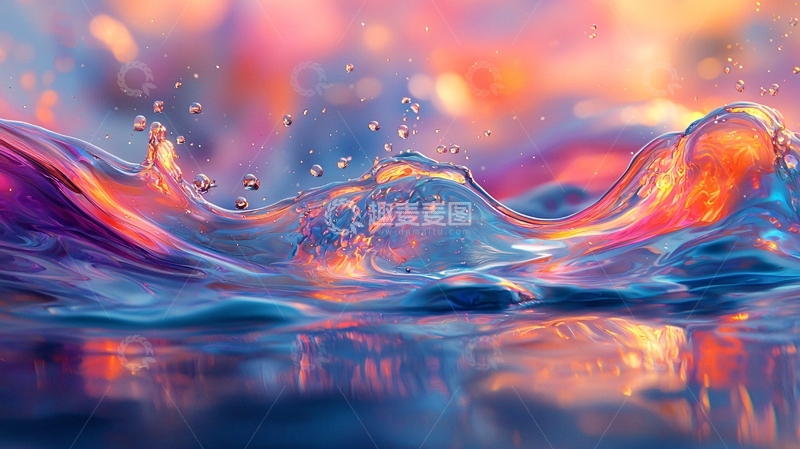 高清大图下载【趣麦麦图】色彩斑斓的水波动态效果