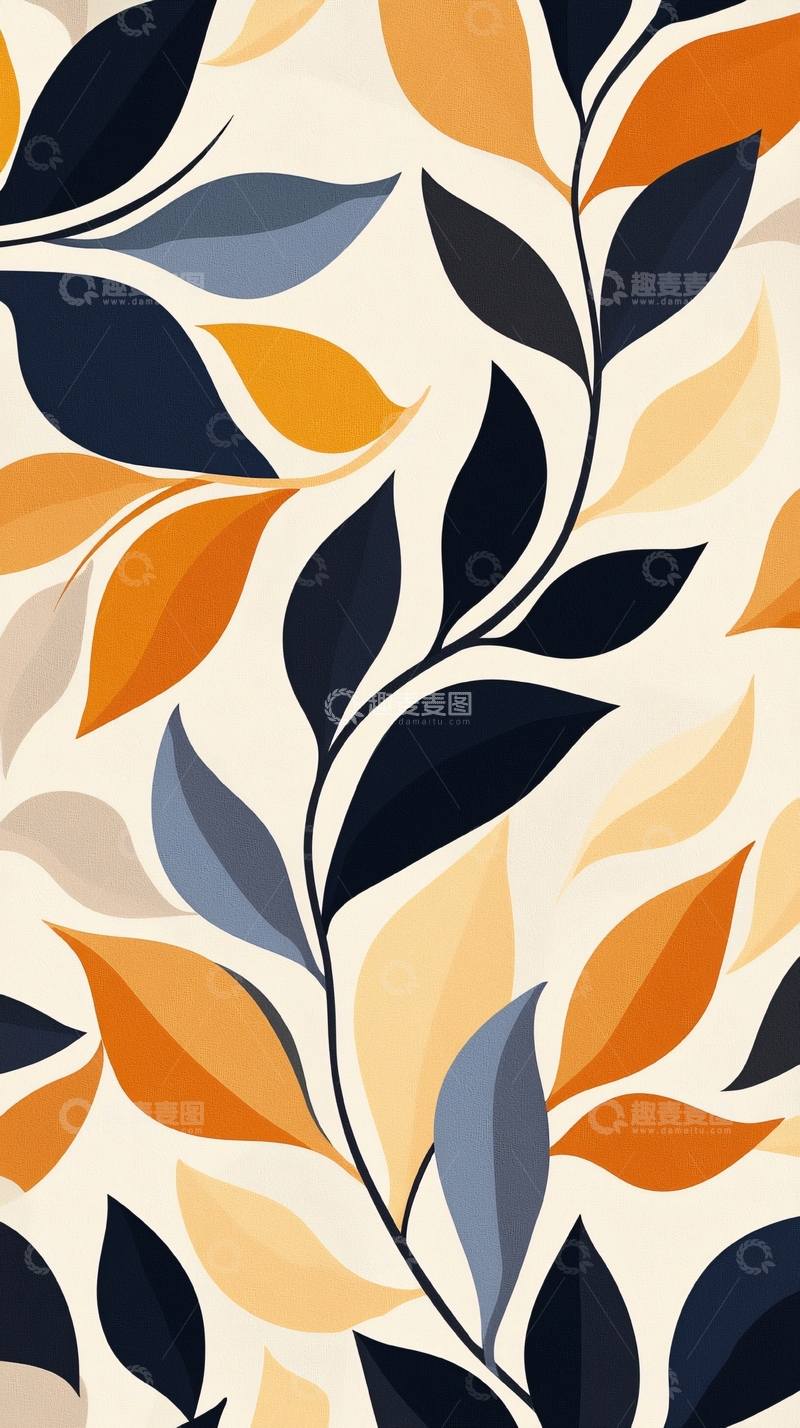 高清大图下载【趣麦麦图】秋叶抽象图案背景素材
