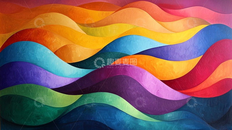 高清大图下载【趣麦麦图】彩虹波浪抽象艺术画