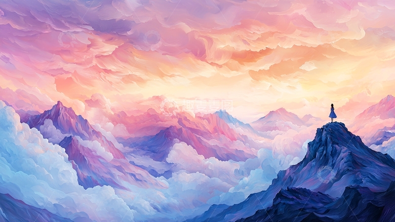 高清大图下载【趣麦麦图】山顶孤独的人