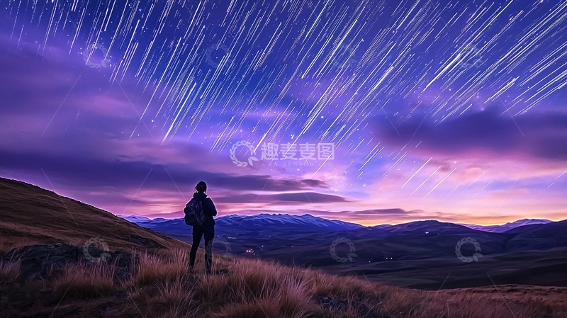 高清大图下载【趣麦麦图】星空下的孤独背影
