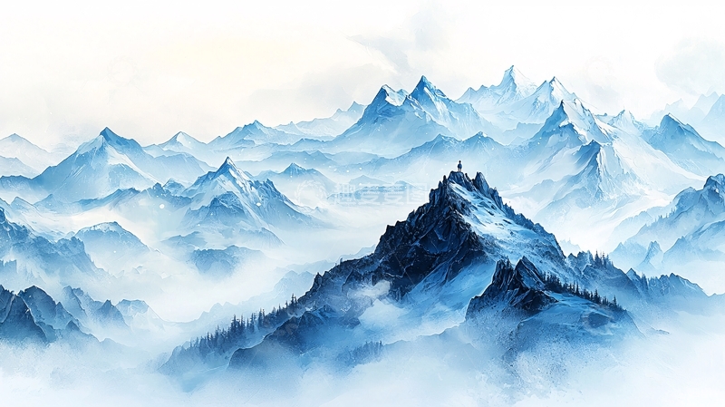 高清大图下载【趣麦麦图】水墨风格的群山峰峦