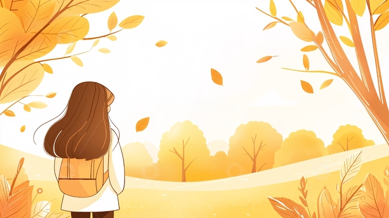 高清大图下载【趣麦麦图】秋日女孩背影