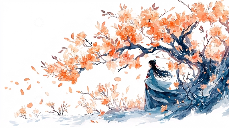 高清大图下载【趣麦麦图】古风女子树下赏花