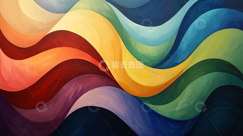 高清大图下载【趣麦麦图】彩虹波浪抽象艺术背景