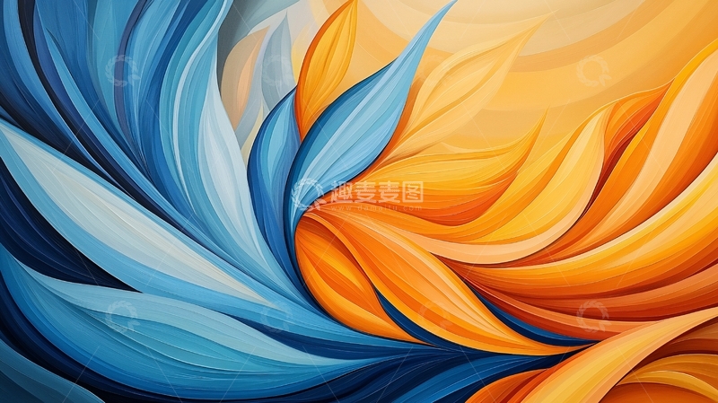 高清大图下载【趣麦麦图】蓝色与橙色渐变抽象艺术背景