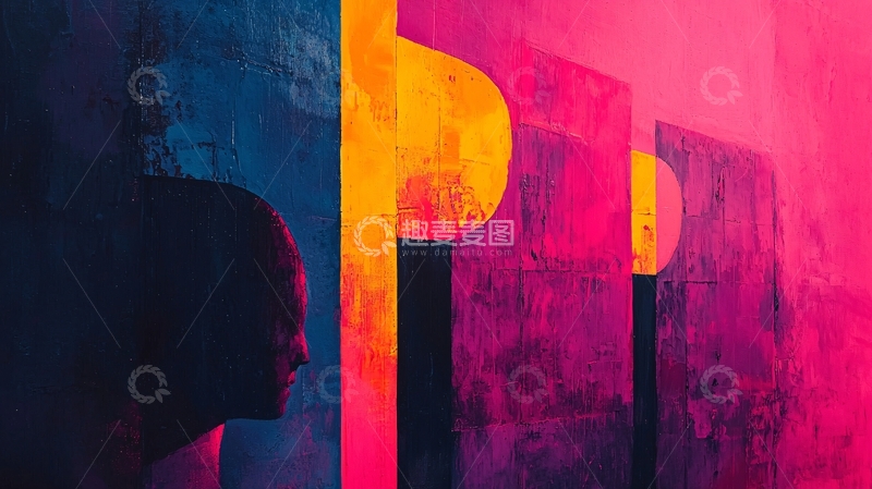 高清大图下载【趣麦麦图】色彩斑斓的抽象人物剪影