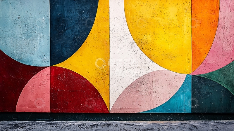 高清大图下载【趣麦麦图】抽象几何色彩墙面艺术