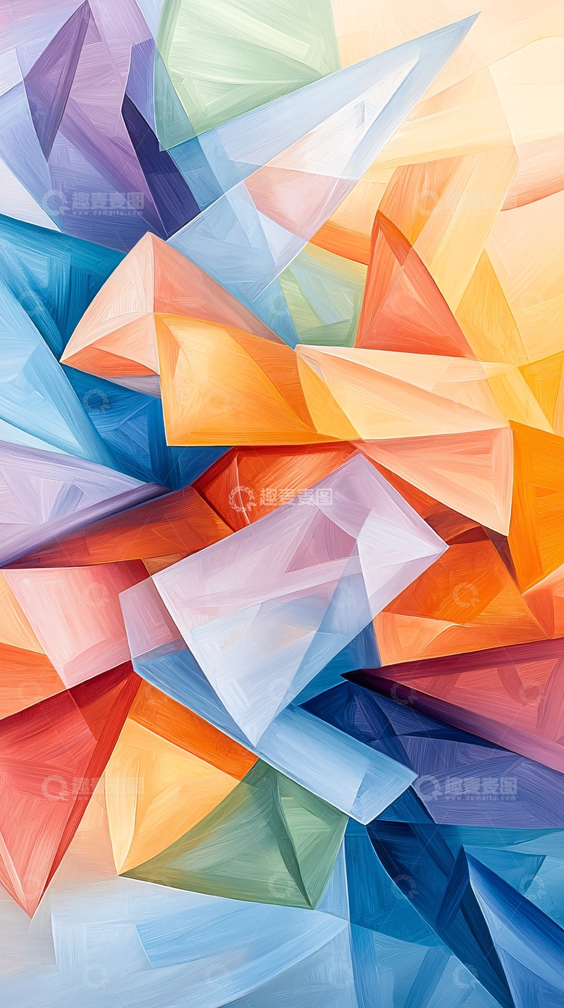高清大图下载【趣麦麦图】色彩斑斓几何抽象艺术背景