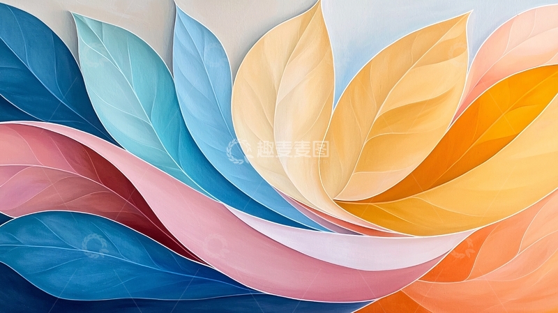 高清大图下载【趣麦麦图】色彩渐变抽象花卉图案