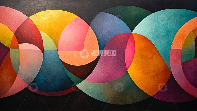 高清大图下载【趣麦麦图】色彩交织的几何抽象画