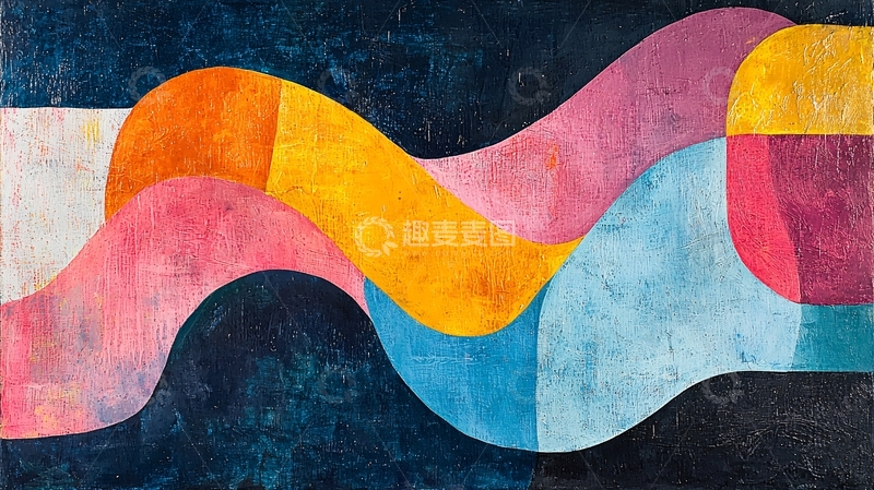 高清大图下载【趣麦麦图】抽象波浪色彩艺术画