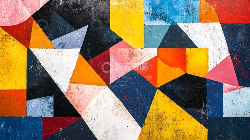高清大图下载【趣麦麦图】抽象几何拼接色块背景图